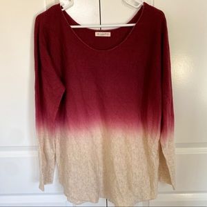 Wine/Oatmeal Ombre Boatneck Sweater